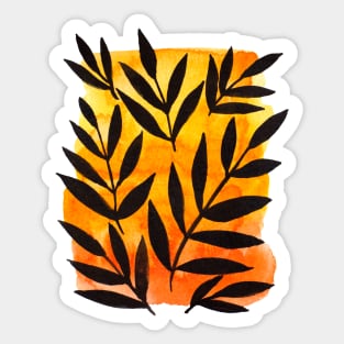 Black branches - orange background Sticker